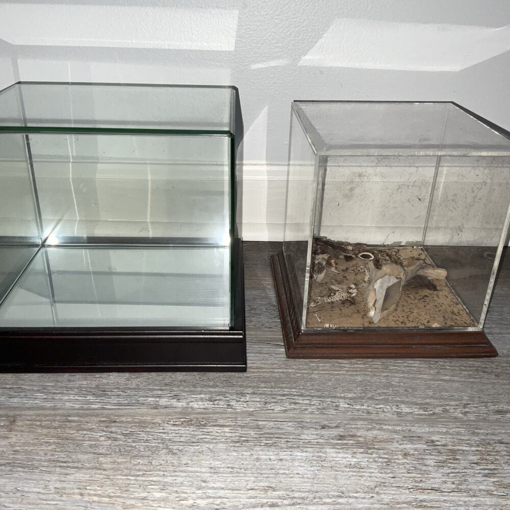 2 GLASS & ACRYLIC DISPLAY CASES COLLECTION CURIO CABINETS
